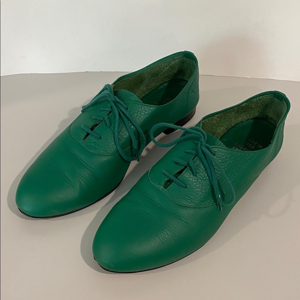 American Apparel Vintage Bobby Leather Lace-up Shoe Loafers Size 9 Green - Picture 2 of 16